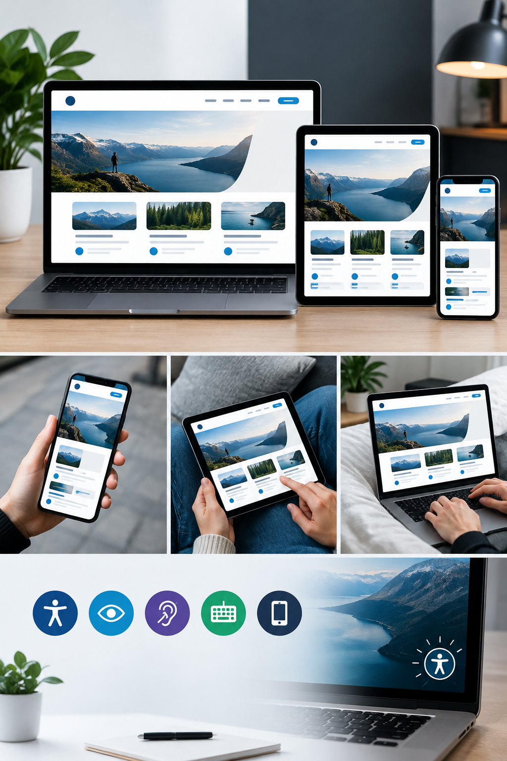 Design responsivo de site profissional em múltiplos dispositivos.